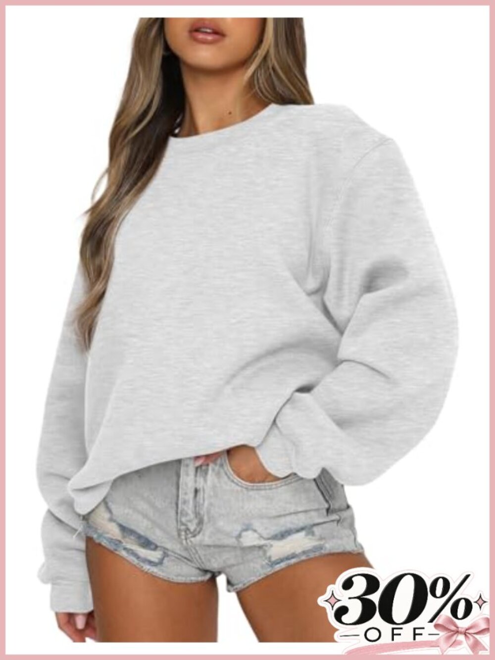 Oversized Crewneck Fleece-Lined Sweatshirt Pullover